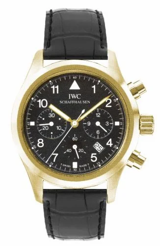 IWC Pilot's Watch Chronograph Mecaquartz Yellow Gold / Black / Strap IW3741-04 (IW374104)